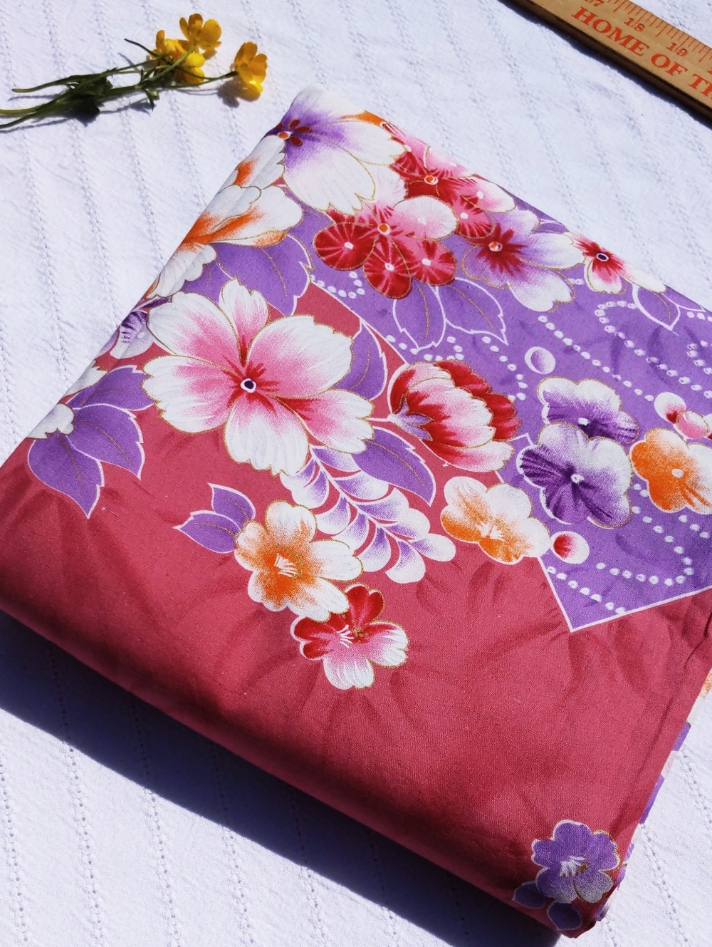 Japanese Cotton Cherry Blossom Fabric In Pink and Purple